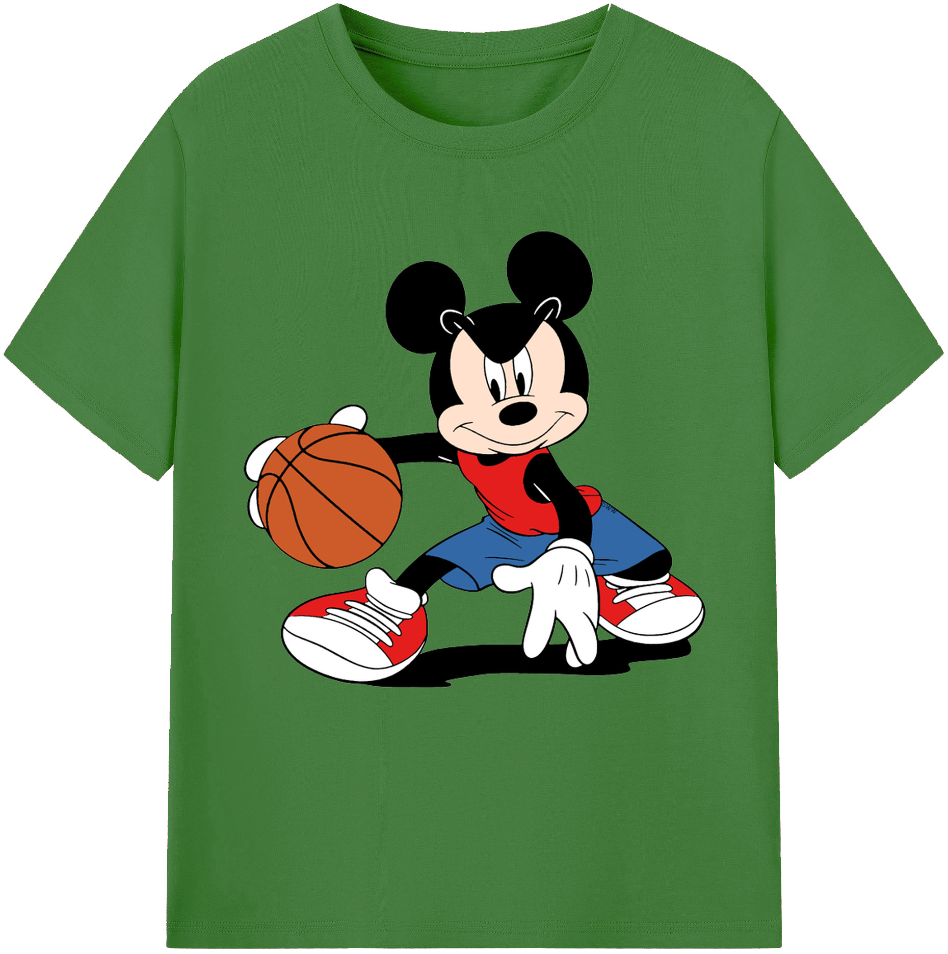 （画像用） ミッキーマウス Mickey Mouse レディースカジュアルプリントTシャツ（綿100％）